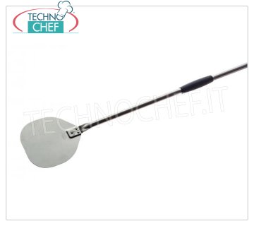 GI.METAL - Stainless Steel Reinforced Pizza Paletto, SMOOTH version, Professional Line Reinforced Shovel for turning and churning out, SMOOTH version, made of STAINLESS STEEL, with handle and sliding handle in black plastic, 230 mm diameter, handle length 1500 mm.