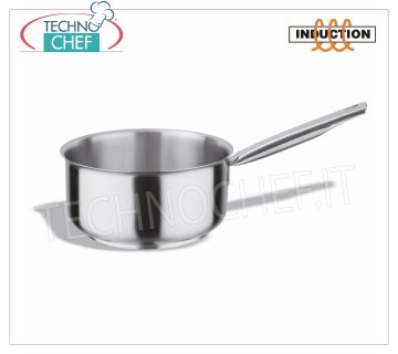 Technochef - Low casserole INOX 1 handle, Professional for INDUCTION Low stainless steel casserole, 1 handle, capacity 0.7 liters, also suitable for induction plates, diam. 12 x 7h cm