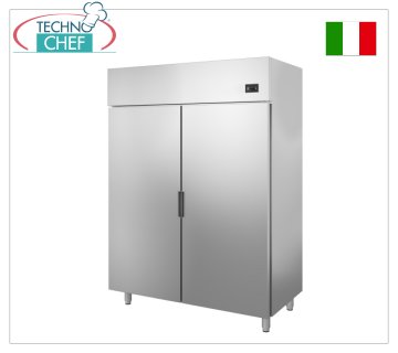 Technochef - 2-door refrigerator cabinet, professional, stainless steel, 1400 lt., temp.0°/+8°C, ventilated, class C 2 door refrigerated cabinet, 1400 lt, temp.0°/+8°C, Ventilated, Ecological in Class C, Gas R290, V.230/1, Kw 0.373, dim.mm.1440x800x2020h