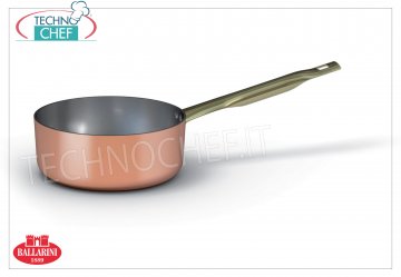 Ballarini Professionale - Low Casserole in Tinned COPPER internally, 1 handle, 2 mm thick Low saucepan in Purissimo COPPER 1 handle, Tinned interior, SERIES 1500, diameter 200 mm, high 65 mm