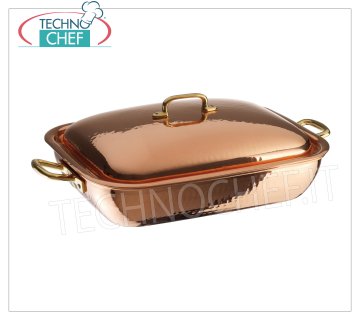 Technochef - Rectangular Tinned COPPER pan internally with lid COPPER rectangular pan with lid, tin-plated interior, Series 15300, dim.mm.380x280, height 110 mm.