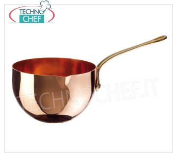 Technochef - Internally Tin-plated COPPER eggnog casserole, 1 handle COPPER casserole for eggnog 1 handle, tin-plated interior, 15400 series, diameter 160 mm