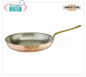 Technochef - TRIPLE LAYER COPPER pan, stainless steel interior, 1 handle, for INDUCTION TRIPLE LAYER COPPER pan 1 handle, stainless steel interior, Series 15500, suitable for INDUCTION PLATES, capacity lt. 1,4, diameter 200 mm, height 45 mm.