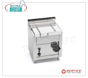 Technochef - Gas Bratt Pan, Manual Overturning, Capacity lt.60, Mod.G7BR8/I Gas tilting bratt pan, BERTOS, MACROS 700 Line, HIGH-TECH MAXI Series, with 60 l stainless steel tank, manual tilting, Thermal power Kw.14,5, Weight 117 Kg, dim.mm.800x700x900h