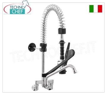 Rubinetto Miscelatore biforo a muro con canna girevole Ø20x250 e doccia sospesa