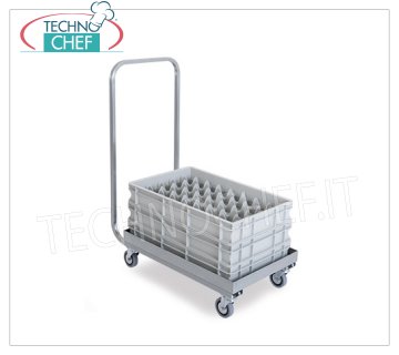 Technochef - TRAY for CONTAINERS 60x40 cm pizza dough, mod.2202P Trolley for pizza tin boxes of 60x40 cm, with push handle, dim.mm.710x420x950h