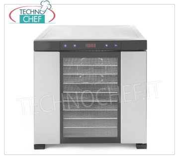 Technochef - PROFESSIONAL DRIER for FRUITS and VEGETABLES with 10 STAINLESS STEEL TRAYS, Mod. 229026 DRYER for VEGETABLES with 10 STAINLESS STEEL TRAYS (shelves) mm 400x395, digital control panel, temperature adjustable from 35 ° to 70 ° C, V.230 / 1, Kw. 1.00, dim.mm.417x535x430h