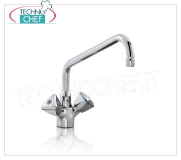 Single hole tap with high spout Styl series single-hole countertop mixer tap, with triangular knobs and 20 mm diameter swivel spout, 250 mm long, 120 mm high