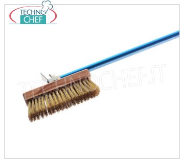 GIMETAL - Adjustable Brush with Brass Bristles, Mod.29129 Professional oven brush with adjustable head, brass bristles and stainless steel rear scraper, anodized aluminum handle length 1500 mm.