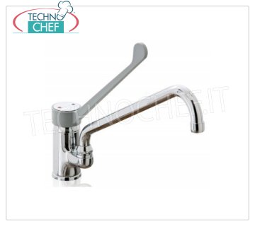 Single-hole mixer tap with spout from 25 to 30 cm Single-hole mixer tap with clinical lever and revolving spout in round tube