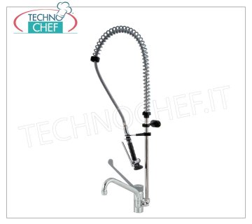 Single-hole mixer tap with 29.5 cm spout and wall-hung shower SINGLE HOLE COUNTERTOP MIXER TAP, single lever, with clinical LEVER, SWIVEL SPOUT, and diverter for HANGING SHOWER