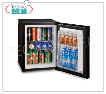 Mini-bar fridge for hotels, THERMOELECTRIC, built-in or free-standing, 65 W, - lt 40, class A +, mod. TP40N Mini-bar fridge for hotel rooms, THERMOELECTRIC, class A +, capacity 40 lt, temperature + 8 ° / + 14 ° C, V.230 / 1, Kw.0,065, Weight 18 Kg, dim.cm.40.5x44.3x54.5h