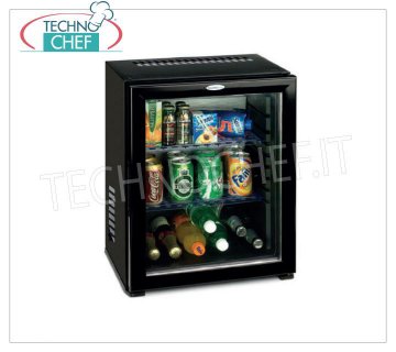 Technochef - Frigor Minibar for hotel room with glass door, lt.30, Frigor Minibar for hotel room with glass door, capacity 30 lt, temperature + 8 ° / + 14 ° C, V.230 / 1, Kw.0,06, Weight 13 Kg, dim.mm.512x419x423h