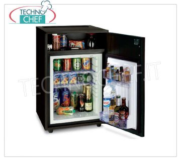 Technochef - Frigor Minibar for hotel room with cabinet and storage compartment, lt. 40, Frigor Minibar for hotel room inserted in cabinet with storage compartment, capacity 40 lt, temperature + 8 ° / + 14 ° C, V.230 / 1, Kw.0.06-0.075, Weight 34 Kg, dim.mm.770x475x455h