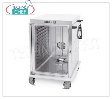 Technochef - VENTILATED HOT TROLLEY for temperature maintenance 10 TRAYS GN 2/1, Mod. 3421-10GS HOT TROLLEY Ventilated for Temperature Maintenance, capacity 10 GN 2/1 TRAYS (mm 650x530), temp. + 65 ° / + 90 ° - SUPPORTS with PRINTED GUIDES, pitch 5.5 mm, HUMIDIFIER, V.230 / 1, Kw. 1.6, dim.mm.720x920x1100h