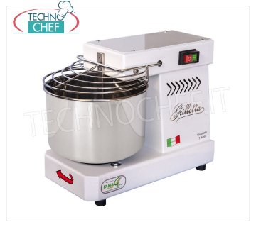 FAMAG - Grilletta, 5 Kg Professional Spiral Mixer Spiral mixer FAMAG GRILLETTA with head and 7 liter fixed bowl, dough capacity 5 Kg, V 230/1, kW 0.35, Weight 27 Kg, dim. mm 450x250x350h