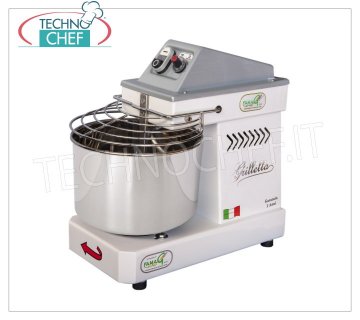 FAMAG - Grilletta, 5 Kg Spiral Mixer, 10 SPEED, mod. IM5 / 230 -10VEL Professional Spiral Mixer FAMAG GRILLETTA with head and 7 liter fixed bowl, dough capacity 5 Kg, 10 SPEED, V 230/1, kW 0.35, Weight 27 Kg, dim. mm 450x260x430h