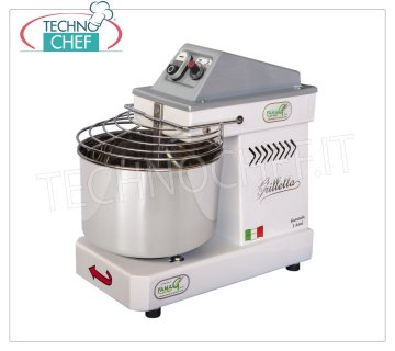 FAMAG - Shackle, 5 Kg Spiral Kneader, 10 SPEED, mod. IM5 / 230 / 10V HH (HIGH HYDRATION) FAMAG GRILLETTA Professional Spiral Mixer with head and 7 liter fixed bowl, dough capacity 5 Kg, 10 SPEED, for HIGH HYDRATION DOUGH, V 230/1, kW 0.35, Weight 27 Kg, dim. mm 450x260x430h