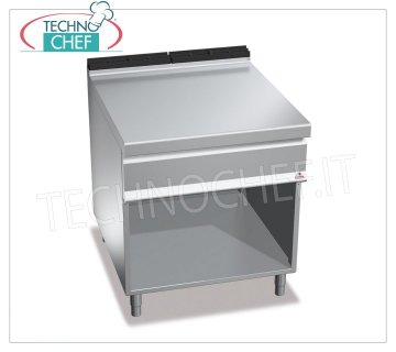 TECHNOCHEF - NEUTRAL TOP on OPEN COMPARTMENT with DRAWER, DOUBLE 800 mm module, Mod.N9T8MC NEUTRAL TOP on OPEN COMPARTMENT, BERTO'S, MAXIMA 900 Line, WORKING Series, DOUBLE 800 mm module, version with pull-out DRAWER, Weight 55 Kg, dim.mm.800x900x900h