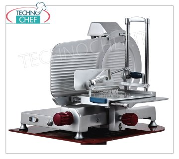 TECHNOCHEF - Vertical slicer for cured meats, gear transmission, blade Ø 350 mm, Professional Vertical slicers with aluminum alloy cured meat plate with gear transmission, blade diameter 350 mm, weight 46 Kg, dim. mm 805x710x700h - available in single-phase or three-phase version