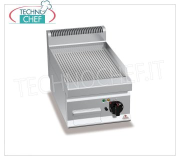 GAS FRY TOP with MULTIPAN RIBBED PLATE, TOP module, mod.G7FR4B GAS FRY TOP with RIBBED PLATE, BERTOS, MACROS 700 Line, MULTIPAN Series, 1 TOP module with 395x500 mm COOKING ZONE, thermal power Kw.6,9, Weight 38 Kg, dim.mm.400x700x290h