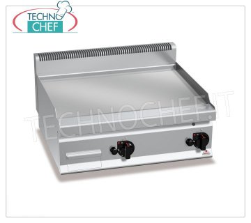 GAS FRY TOP with SMOOTH PLATE in Multipan, TOP module, Mod.G7FL8B-2 GAS FRY TOP with SMOOTH PLATE, BERTOS, MACROS 700 Line, MULTIPAN Series, DOUBLE TOP module with 795x500 mm COOKING ZONE, INDEPENDENT CONTROLS, thermal power Kw.13,8, Weight 70 Kg, dim.mm.800x700x290h