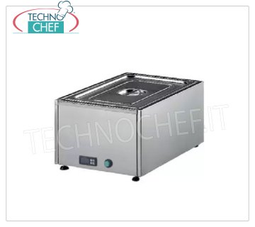 Technochef - TABLE ELECTRIC BAIN MARIE, Capacity 1 x GN 1/1, mod.357.A Table electric bain marie, capacity 1 GN 1/1 tray - h 150 mm (excluded), digital thermostat 30-90 ° C, V.230 / 1, Kw.1,5, dim.mm.590x430x300h