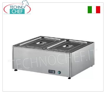 Technochef - ELECTRIC TABLE BAIN MARIE, Capacity 2 x GN 1/1, mod.358.A Electric table bain-marie, capacity 2 GN 1/1 containers - h 150 mm (excluded), digital thermostat 30-90°C, V.230/1, Kw.2.00, dim.mm.700x580x300h