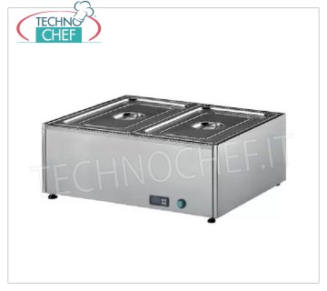 Technochef - TABLE ELECTRIC BAIN MARIE, Capacity 2 x GN 1/1, mod.358.A Table electric bain marie, capacity 2 GN 1/1 containers - h 150 mm (excluded), digital thermostat 30-90 ° C, V.230 / 1, Kw.2,00, dim.mm.700x580x300h