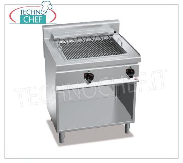 TECHNOCHEF - ELECTRIC GRILL, DOUBLE module on OPEN CABINET, Kw.8,16, Mod.E7CG80M ELECTRIC GRILL, BERTOS, MACROS 700 Line, ELECTRIC GRILL Series, DOUBLE module on OPEN CABINET, INDEPENDENT CONTROLS, V.400/3+N, Kw.8,16, Weight 92 Kg, dim.mm.800x700x900h