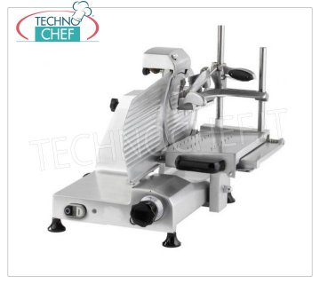 TECHNOCHEF - VERTICAL SLICER for CURED MEATS, blade Ø 250 mm, Professional, Mod.F 250 TS-V Vertical slicer with press armSalume, blade diameter 250 mm, in aluminum alloy, complete with fixed blade sharpener, V 230/1, Kw 0.245, Weight 25 Kg, dim.mm.520x460x515h