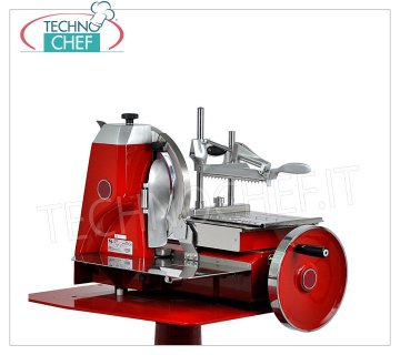 TECHNOCHEF - Manual Flywheel Slicer, blade Ø 330 mm, Professional Manual flywheel slicer, blade diameter 330 mm, standard colors RED or customizable in the RAL scale, weight 62 kg, dim.mm.815x675x610h
