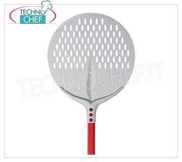 Round Perforated Pizza Shovel Ø 50 cm for Baking in Aluminum, Tulip Line PUNCHED ROUND pizza peel Tulip for BAKING in anodized aluminum, Ø 50 cm, with handle available in different lengths.