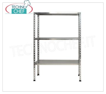 Stainless steel modular shelf unit, Slotted Shelves, Assembly with bolts - H 150 Modules with variou 
