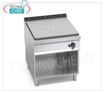 TECHNOCHEF - GAS SOLID TOP COOKER on OPEN CABINET, mod. G9TPM GAS SOLID TOP COOKER on OPEN CABINET, BERTOS MAXIMA 900 Line, HIGH POWER Series, thermal power Kw 13,00, Weight 157 kg, dim.mm.800x900x900h