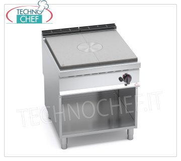 TECHNOCHEF - GAS SOLID TOP COOKER on OPEN CABINET, mod. G9TPM GAS SOLID TOP COOKER on OPEN CABINET, BERTOS MAXIMA 900 line, HIGH POWER Series, thermal power 13.00 kW, weight 157 kg, dim.mm.800x900x900h