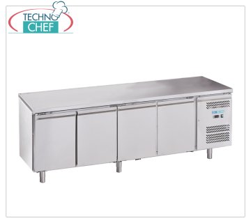 Forcold - Refrigerating Table, Temp.-18°/-22°C, 4 Doors, with Monoblock, Plug-in System, Class E, mod.M-GN4100BT-FC Freezer Freezer Table 4 Doors, with Monobloc, plug-in system, capacity 553 litres, operating temperature -18°/-22°C, Gastronorm 1/1, ventilated, ECOLOGICAL in Class E, Gas R290, V.230 /1, Kw.0,675, Weight 144 Kg, dim.mm.2230x700x850h