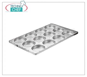 Pans for pizza, pastry Rectangular baking tray in aluminised sheet with 8 round molds diameter 14 cm for muffins, dimensions 60x40 cm