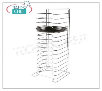 Pizza pans, pastry Rack for pizza pans, capacity 15 trays with a maximum diameter of 36 cm, distance between the tops of 3.5 cm, dimensions 30.5x30.5x70h