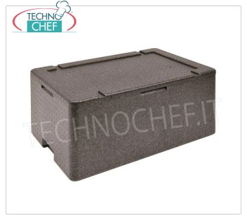 Technochef - ISOTHERMAL CONTAINER for GN 1/1 Polypropylene containers Isothermal polypropylene container with upper opening, suitable for 1 GN 1/1 tray, H 10 cm or submultiples, internal dimensions 534x340x110h mm, external dimensions 600x400x170h mm