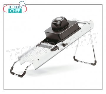 Manual vegetable cutter Mandoline manual vegetable cutter in stainless steel, for cuts: julienne, cubes, smooth and wavy slices, complete with trolley - dim. mm. 390x125x55h