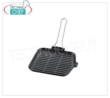 ILSA - Enamelled cast iron grill plate Enamelled cast iron grill pan with folding handle, ILSA , cm.24x24