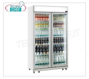 Technochef - Refrigerator 2 glass doors, lt.1050, Ventilated, Temp.-1°/+10°C, Class C, mod.DC1050C Refrigerated cabinet for DRINKS with 2 glass doors, in white painted steel, capacity lt.1050, Temperature -1°/+10°C, Ventilated refrigeration, Gas R290, Class C, V.230/1, Kw.0,475, Weight 138 Kg, dim.mm.1120x595x1975h