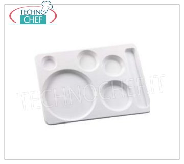 Maxi Rectangular Compartments Tray in Polystyrene Tray with maxi rectangular compartments in polystyrene, white color, 6 large compartments, dim.mm.450x320 - UNIT PRICE - This item can be purchased in PACKS of 15 pieces