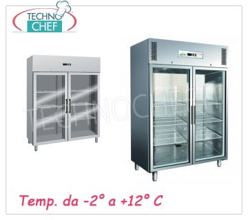 Double glass door upright fridge 