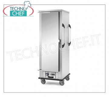 Temperature maintainer, HOT trolley, Ventilated for 18 GN 2/1 or 36 GN 1/1 HOT HOLDING TROLLEY with VENTILATED HEATING, 1 Door, Capacity 18 Gastro-Norm 2/1 TRAYS, 0 36 Gastro-Norm 1/1 TRAYS, STEP between the GUIDES mm 77, V. 230/1, Kw 2,0, dim .mm.812x860x1995h