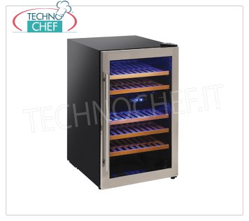 COOL HEAD - Technochef, Refrigerated Wine Cellar 1 Glass Door, lt.130, double temperature, Mod.CW36DT Refrigerated Wine Cellar 1 Glass Door, 130 lt capacity, automatic defrost, double temperature: + 5 ° ~ + 10 ° C / + 10 ° ~ + 18 ° C, LED lighting, V.230 / 1, Kw. 0.087, Weight 41 Kg, dim.mm.493x587x840h