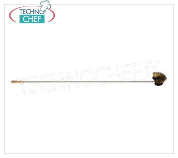LILLY - Rotating Crescent Brass Brush for Oven, Mod.70929 Rotating half-moon brass brush for oven, with scraper, stainless steel handle and wooden terminal, 180 cm.