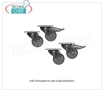 Swivel wheels, 2 of which with brakes