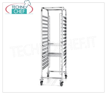 Pizza-Pastry tray rack trolley for 15 trays of 600x400 mm STAINLESS STEEL TROLLEY, with 15 pairs of guides, pitch 80 mm, for 15 trays of 600x400 mm, dim.mm.690x515x1695h